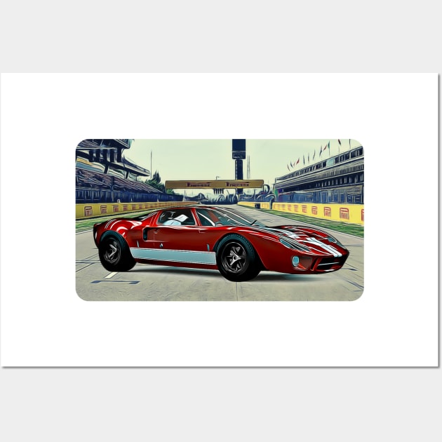 GT40 MK1 Track Print Wall Art by Auto-Prints